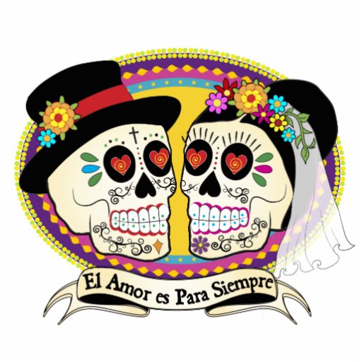Los Novios Sugar Skull Cake Topper (Spanish) Acrylic Cut Out