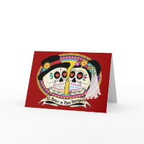 Los Novios Sugar Skull Card (Spanish)