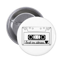 Lost In Stereo Classic Cassette Tape Pinback Buttons