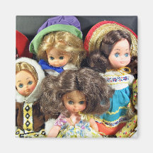 Lot of small dolls refrigerator magnet
