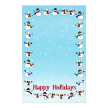 Lots of  Christmas Cartoon Snowmen Stationery Design
