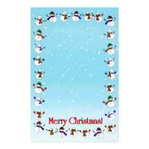 Lots of  Christmas Cartoon Snowmen Stationery Paper