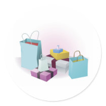 Lots of shopping or gifts round sticker