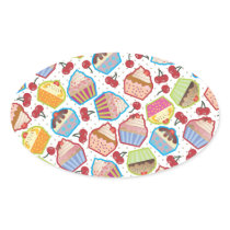 Lotsa Cupcakes n Cherries Oval Sticker