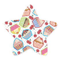 Lotsa Cupcakes n Cherries Star Sticker