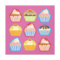 Lotsa Cupcakes Pink Wrapped Canvas Gallery Wrapped Canvas