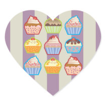 Lotsa Cupcakes Purple Stripes Heart Sticker