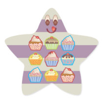 Lotsa Cupcakes Purple Stripes Star Sticker