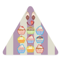 Lotsa Cupcakes Purple Stripes Triangle Sticker