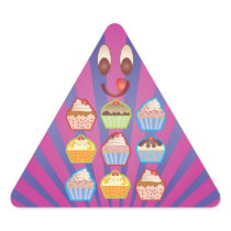 Lotsa Cupcakes Purply Blue Stripe Triangle Sticker