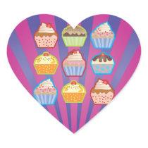 Lotsa Cupcakes Purply Blue Stripes Heart Sticker