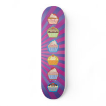 Lotsa Cupcakes Purply Blue Stripes Skateboard