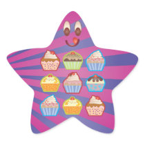 Lotsa Cupcakes Purply Blue Stripes Star Sticker