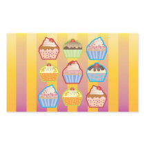 Lotsa Cupcakes Yellowy Pink Rectangle Sticker