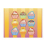 Lotsa Cupcakes Yellowy Pink Stripes Postcard