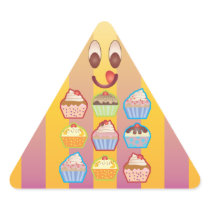 Lotsa Cupcakes Yellowy Pink Triangle Sticker