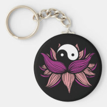 Lotus Flower and Yin Yang Keychain