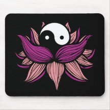 Lotus Flower and Yin Yang Mouse Pad