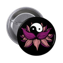 Lotus Flower and Yin Yang Pinback Buttons