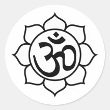 Lotus Flower Aum Symbol Round Stickers