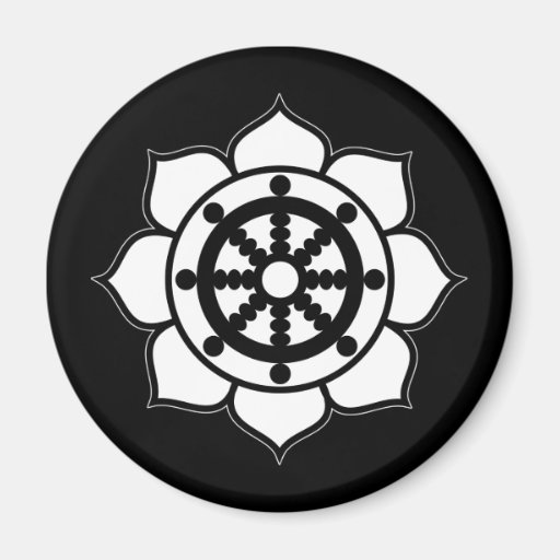 Lotus Flower Dharma Wheel Fridge Magnet