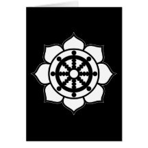 Lotus Flower Dharma Wheel Greeting Cards