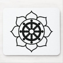 Lotus Flower Dharma Wheel Mouse Mats