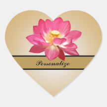 Lotus Flower Gold Heart Sticker