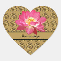Lotus Flower OM Gold Heart Sticker