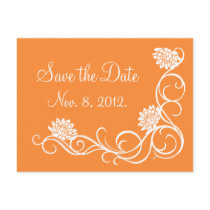 Lotus Flowers Save the Date Postcard-bright orange