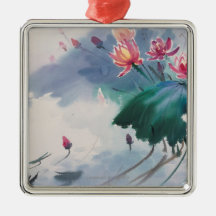 Lotus in the Pond Christmas Tree Ornament