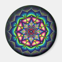 Lotus Mandala design By Rizzi DayO Knight Design Fridge Magnets