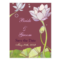 Lotus Wedding Save the Date Postcards
