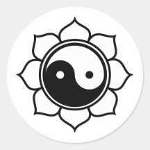 Lotus Yin Yang Autocollants Ronds