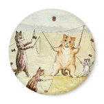 Louis Wain Cats on a Beach Artwork Refrigerator Magnet