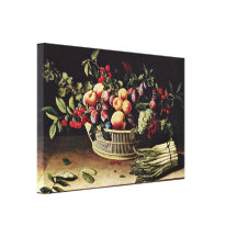 Louise Moillon - grapes apples and melons Stretched Canvas Print