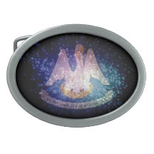 Louisiana Flag Firework Oval Belt Buckles