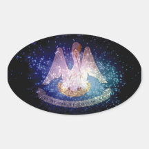 Louisiana Flag Firework Oval Stickers