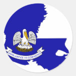 Louisiana Flag Map Round Sticker