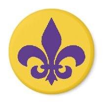 Louisiana Fleur de Lis Purple Gold Magnet