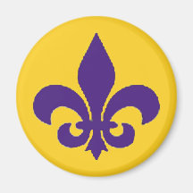 Louisiana Fleur de Lis Purple Gold Magnet