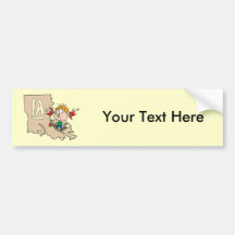 Louisiana LA Map & Cajun Food Cartoon Art Motto Bumper Sticker