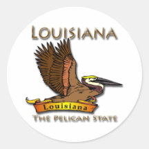 Louisiana Pelican State Pelican Round Stickers