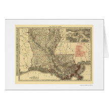 Louisiana Railroad Map 1896 Cards