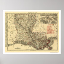 Louisiana Railroad Map 1896 Posters