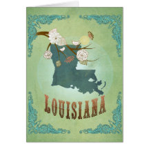 Louisiana State Map – Green Greeting Cards