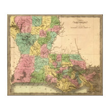 LouisianaPanoramic MapLouisiana Stretched Canvas Print
