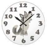 Loup de bande dessinée d'hurlement et horloge mura horloges murales