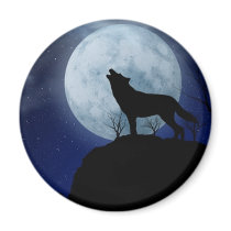 Loup de pleine lune aimants