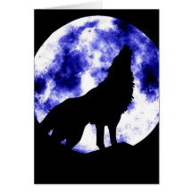 Loup d'hurlement à la lune cartes de vœux